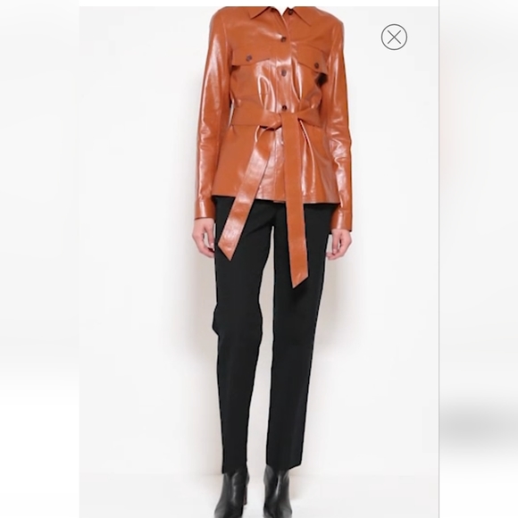 Lafayette 148 New York Leather jacket. Size: Small. Color: Caramel - Picture 1 of 9